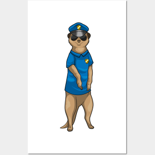 Meerkat Police Cop Sunglasses Posters and Art